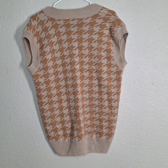 Women's Sweater Houndstooth Vest Brown Size M - Picture 3 of 5